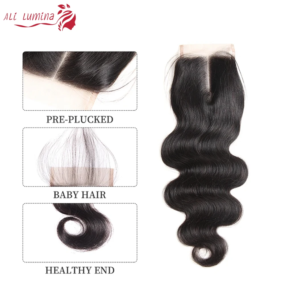 Body Wave 13x4 4x4 Lace Frontal Human Hair Closure with Baby Hair Brazilian Jet Black Natural Hairline Free Part Lace Closure