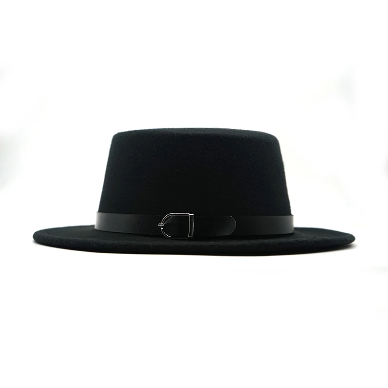 New Felt Hat Men Fedora Hats with Belt Women Vintage Trilby Caps Wool Fedora Warm Jazz Hat Chapeau Femme feutre Panaman hat 4
