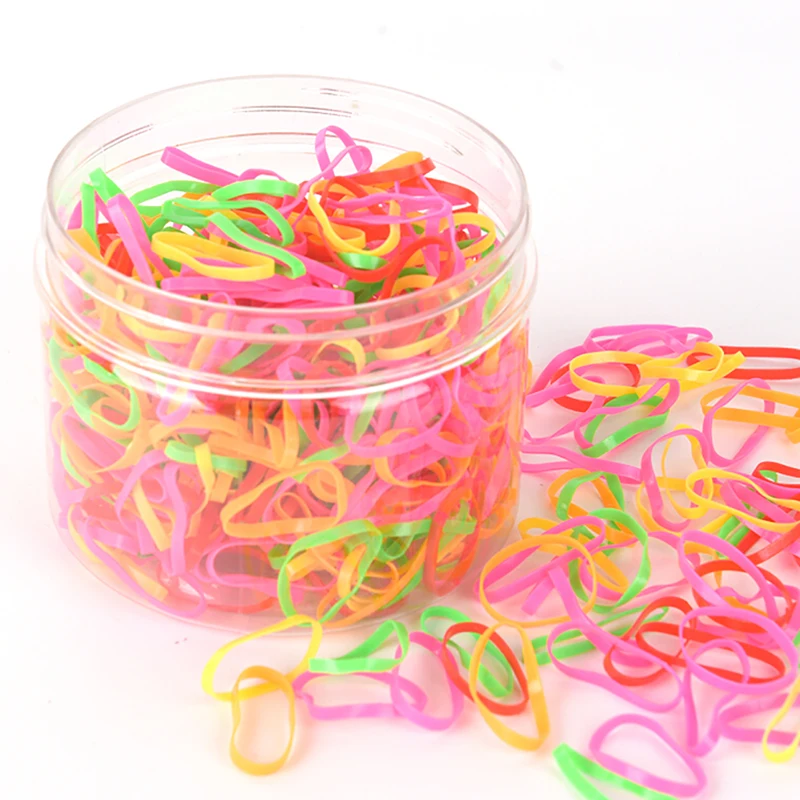 500 шт./кор. из прозрачной резины Hairband Веревка силиконовый хвост держатель эластичный ТПУ; резинка для волос с галстуком-бабочкой резинки кольца нарисованной длинноволосой девочкой, аксессуары - Цвет: colorful3