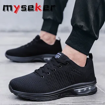 

Lightweight Running Shoes Soft Mesh Breathable Men's Summer Sports Shoes Men Flat White Black Sneakers Big Size Man Air Shoe S1