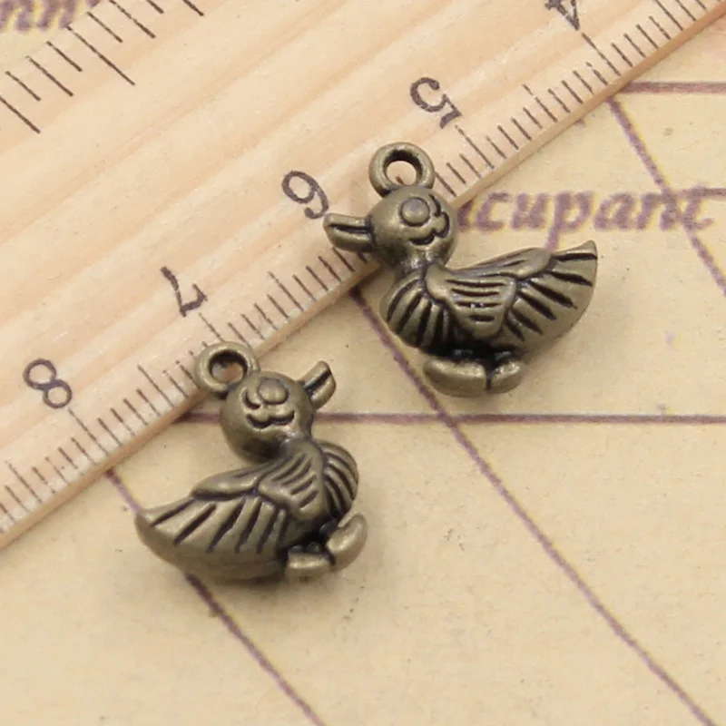 10pcs 매력 오리 드레이크 17x17x8mm 티벳 청동 실버 컬러 펜던트 골동품 보석 만들기 DIY 수제 공예