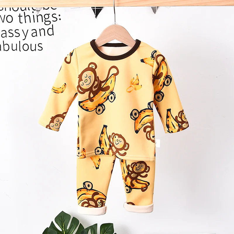

2pcs Monkey Toddler Kids Pajamas Sets Cotton Boys Sleepwear Suit Autumn Long Sleeve Girls Pajamas Tops+Pants Children Clothing