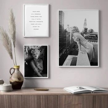 

Marilyn Monroe Black White Wall Art Canvas Painting Inspiring Quotes Poster Print Decoration Pictures For Living Room Home Decor