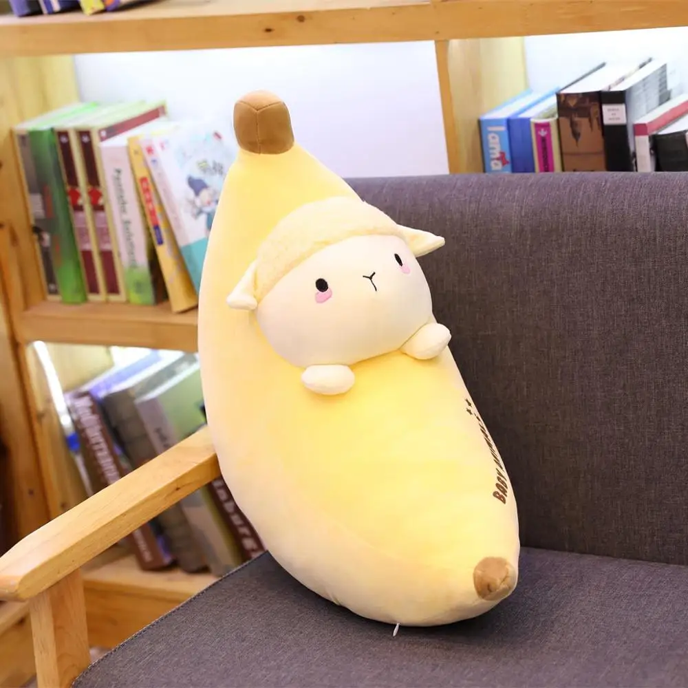 Funny Creative Cartoon Animal Banana Stuffed Soft Pillow Sofa Cushion Baby Lovely Dinosaur Pig Plush Doll Kids Fruit Toys Gifts