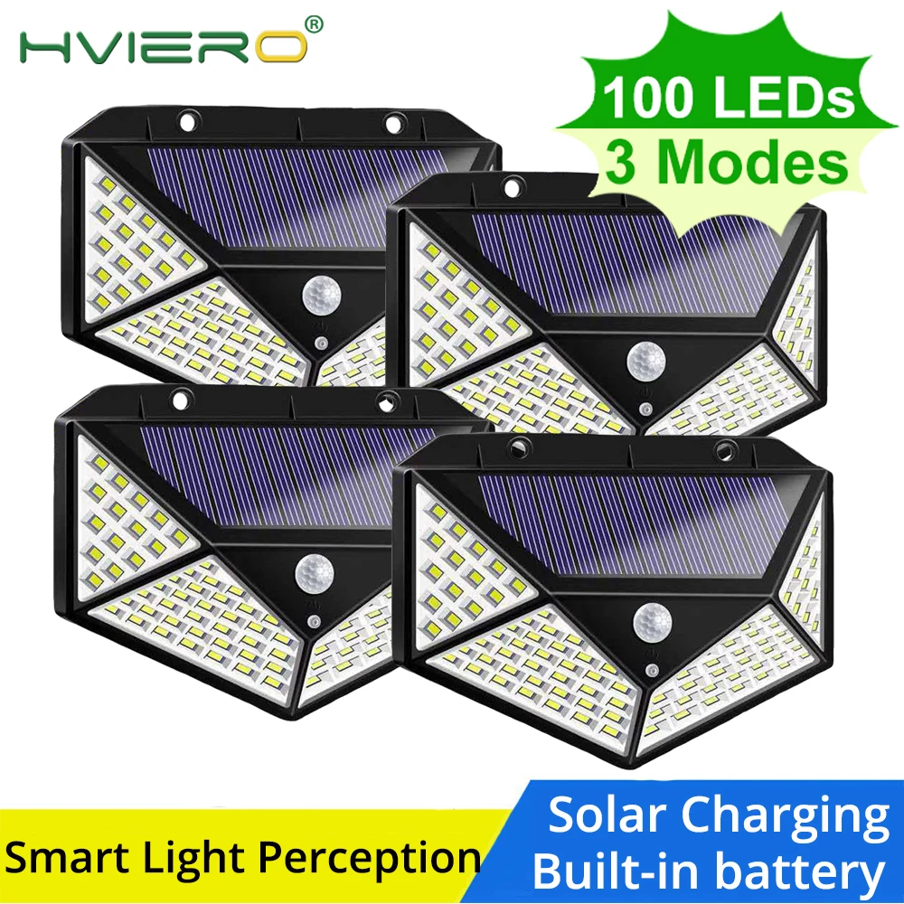 

100 LEDs Solar Light Outdoor Solar Lamp Powered Sunlight Waterproof PIR Motion Sensor Street Lights wall lamp for outdoor Garden