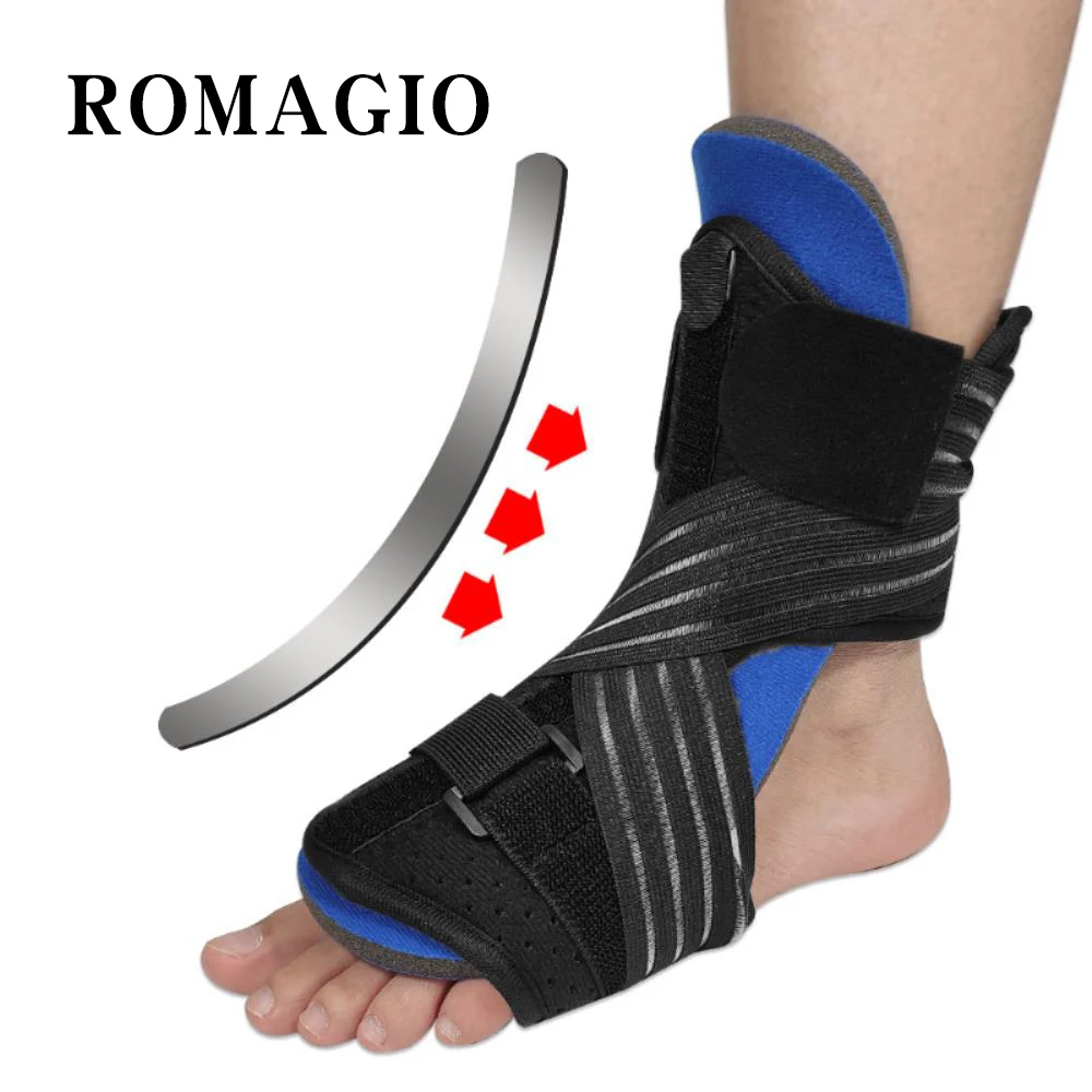 ROMAGIO Foot drop orthosis ankle fixed foot support correction with sprain plantar fascia foot drop corrector foot inversion and inversion rehabilitation fixation foot support ankle and plantar myofascitis correctio