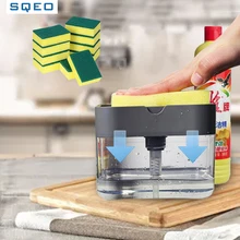 SQEO Soap Dispenser Bottle For Liquid Soap Kitchen Sponge Soap Dispenser Kitchen Sponge Manual Soap Dispenser