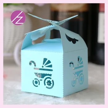 

100pcs Baby Blue 3D Butterfly Baby Shower Candy Boxes，Christening Baptism Party Gender Reveal Candy Chocolate Boxes