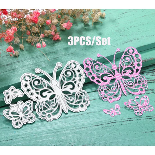 

3PCS/Set Butterfly Metal Cutting Dies Stencil for DIY Scrapbooking Album Embossing Paper Cards Making Decorative Crafts Die Cuts