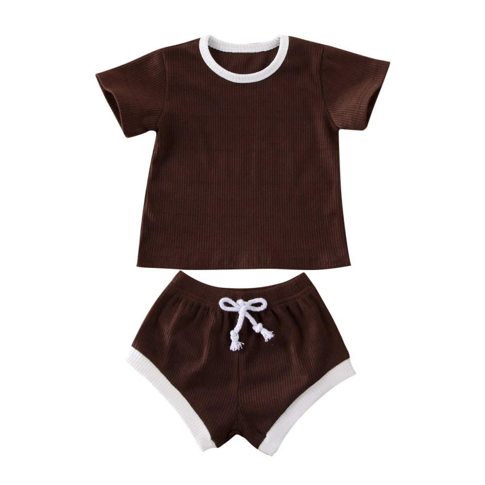 2020 Baby Summer Clothing Infant Baby Girl Boy Clothes Short Sleeve Tops T-shirt+Shorts Pants Ribbed Solid Outfits 0-3T baby clothing set long sleeve	 Baby Clothing Set