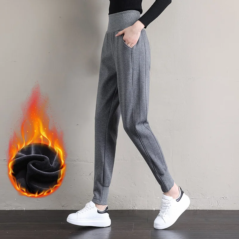 Joggers Women Plus Size Thick Warm Winter Sweatpants Outwear Gem Velet on Fleece Female Trousers Sport Casual Pants Suits Loose