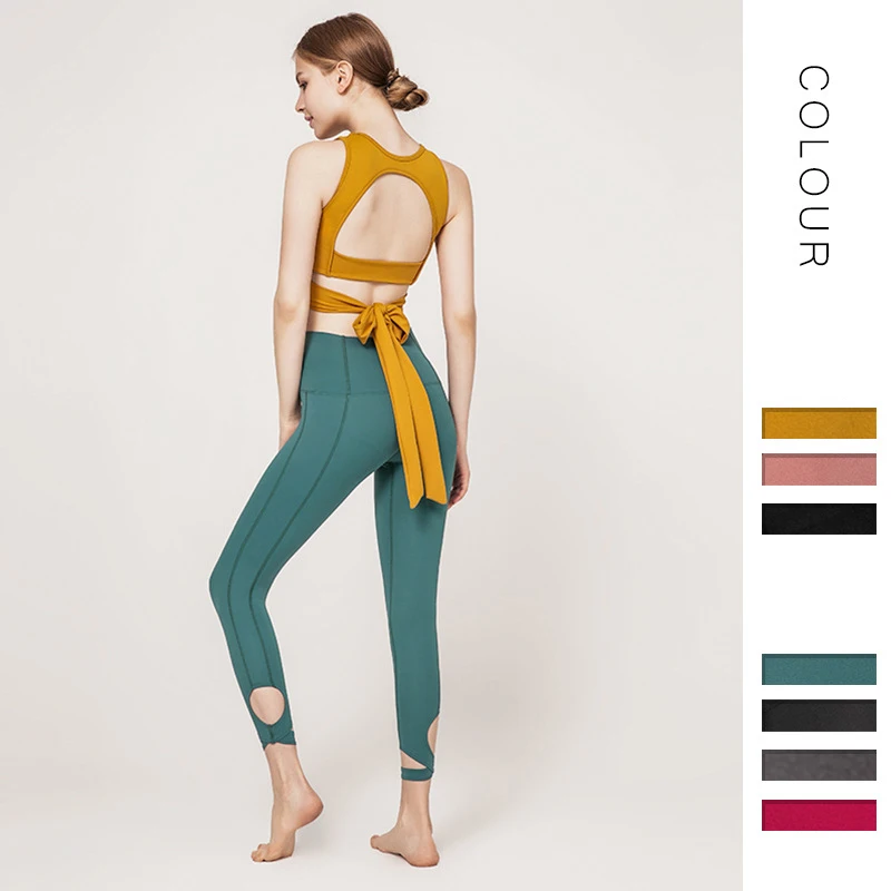 

2019 new women yoga suit fitness suit breathable wicking beauty back yoga bra sports fitness trousers sexy dance pants