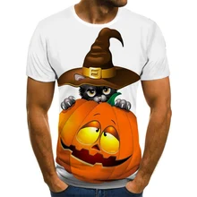Camiseta con estampado 3D de linterna de calabaza para hombre y mujer, ropa de calle de manga corta, informal, a la moda, fantasma, verano, 2020