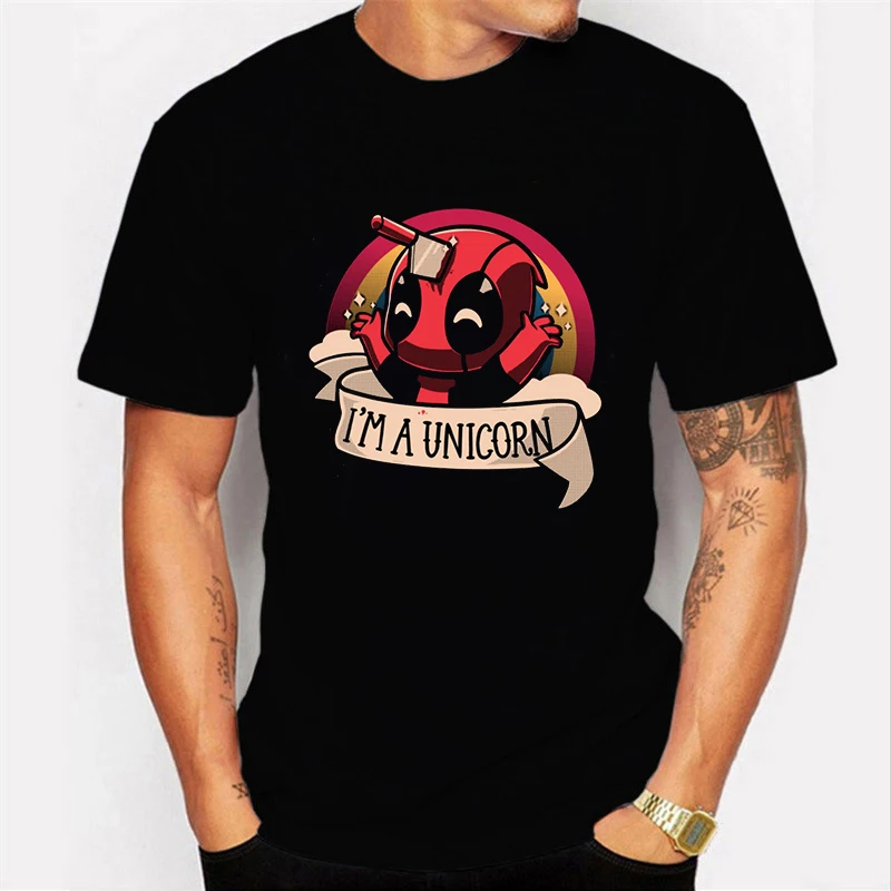 

2019 T-shirt Deadpool T Shirt Casual Short Male Tops I Am Unicorn Letter Cool Men Clothes Streetwear Camisetas Hombre