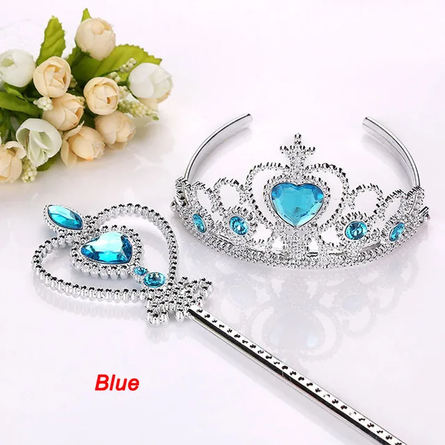 2 Piece/Set Princess Tiara Accessories Children Jewelry Tiara +  Magic Wands Girl Christmas Party Gift Festival Girls Headwear 5