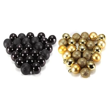 48 шт шикарные рождественские безделушки для елки, простые блестящие рождественские украшения, 24 шт золотые и 24 шт черные