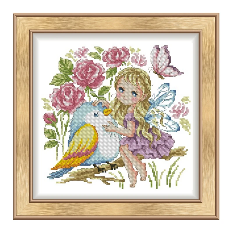 Cross-Stitch Kit 11CT Printed Cloth Cotton Chinese Embroidery Manual Material SODA Series Rose Fairy