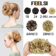 FEELSI синтетические гибкие волосы булочки кудрявые резинки шиньон эластичные грязные волнистые резинки для наращивания конского хвоста для женщин