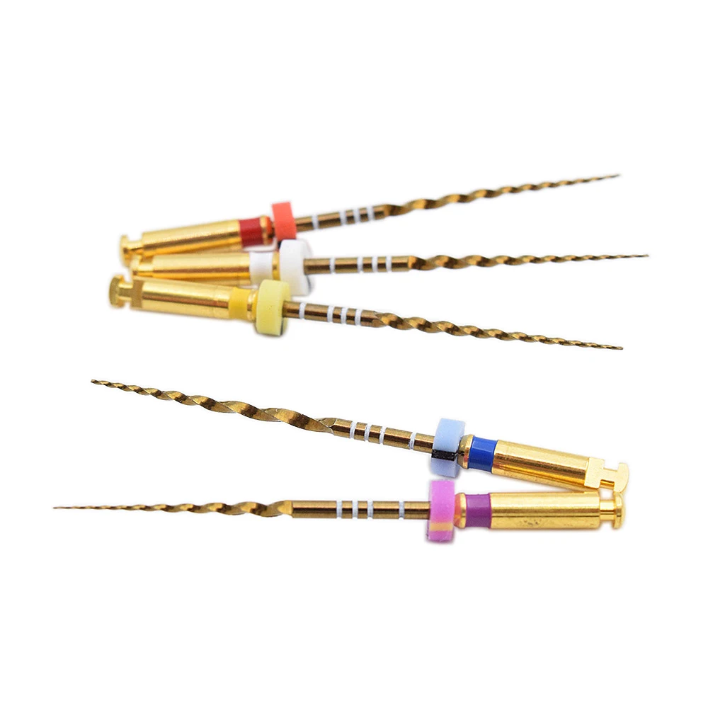Endo rotary files dental pulp files Dental Gold Flexible Endo Rotary Files Heat Activation Root Canal Operation Endodontic Files 25mm NITI Dentist Tool