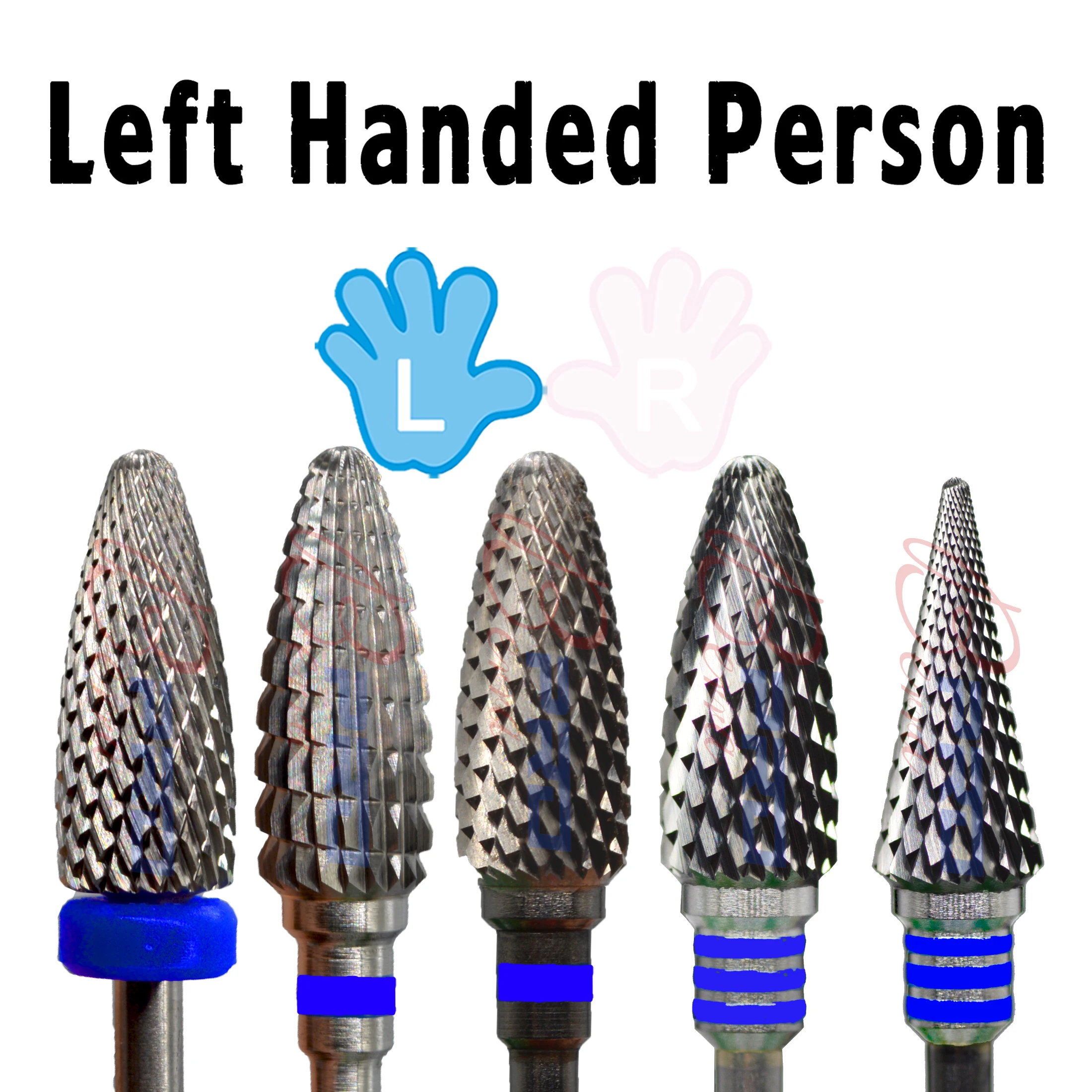 NAILTOOLS Original Carbide Left Handed Person Flame Large Cone milling cutters removel gel polish varnish Nail Drill Bit