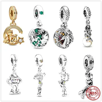 

925 Sterling Silver Angel and Shooting Star Little Mermaid Sebastian DIY fine beads Fit Original Pandora Charm Bracelet Jewelry