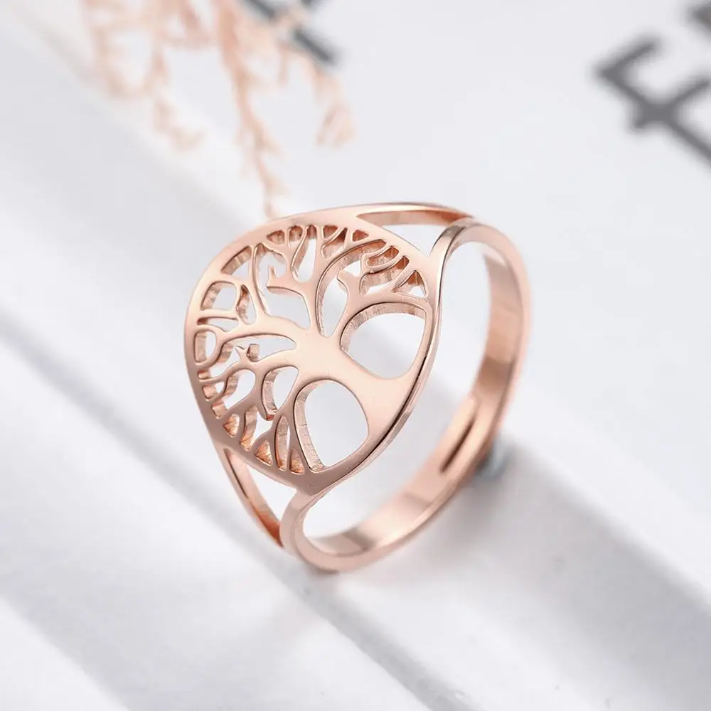 Skyrim Tree of Life Adjustable Ring Viking Stainless Steel Gold Color Finger Rings Jewelry Anniversary Gifts for Women Girl 2021