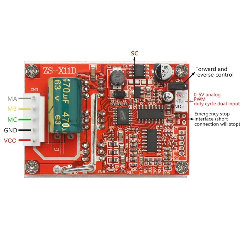 

Brushless Dc Motor Speed Controller 6-50V Three-Phrase Sensorless Board 12V 24V Bldc Motor Driver Regulator 380W Pwm + Heat Sink