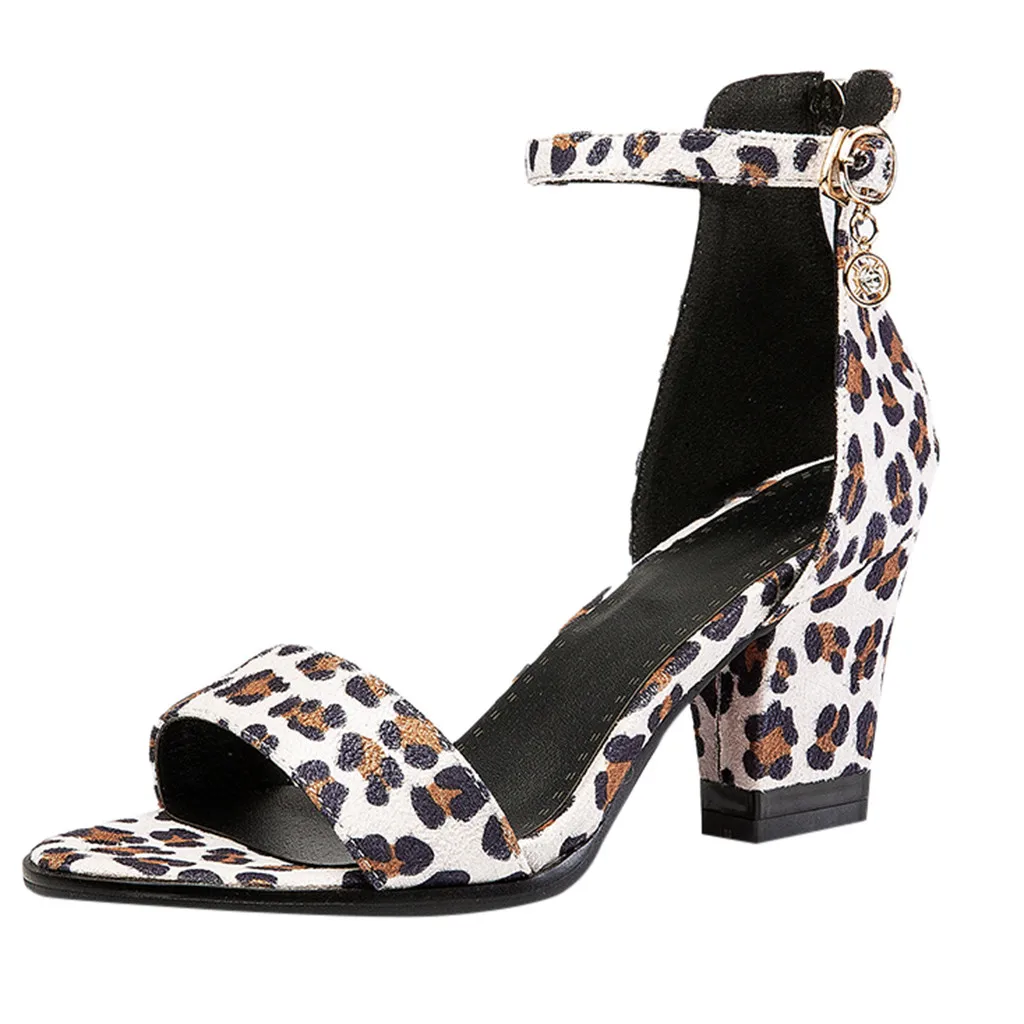 

SAGACE 2020 sandals Women Flat Sandals for girls Buckle Strap Leopard Print Open Toe Casual Shoes Women Low-heeled Roman Sandals