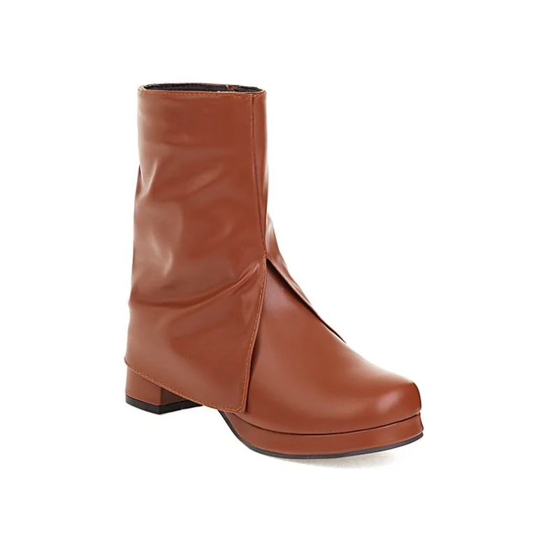 Black White Brown Women Boots Platform 