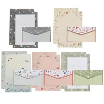 

5 Sets Flower Printing Envelope And Letter Paper Lovely Writing Stationery Envelopes Kit With 15 Envelope And 30 Letter Papers