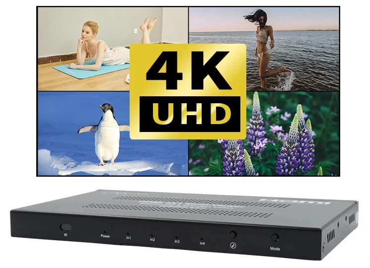 4K HDMI 4x1 Мульти-Просмотр бесшовный HDMI Коммутатор поддерживает до 13 режимов мульти-просмотра