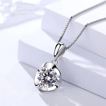 

Genuine S925 sterling silver ladies gift simple All-match pendant Korean personality zircon fashion Micro inlay silver pendant