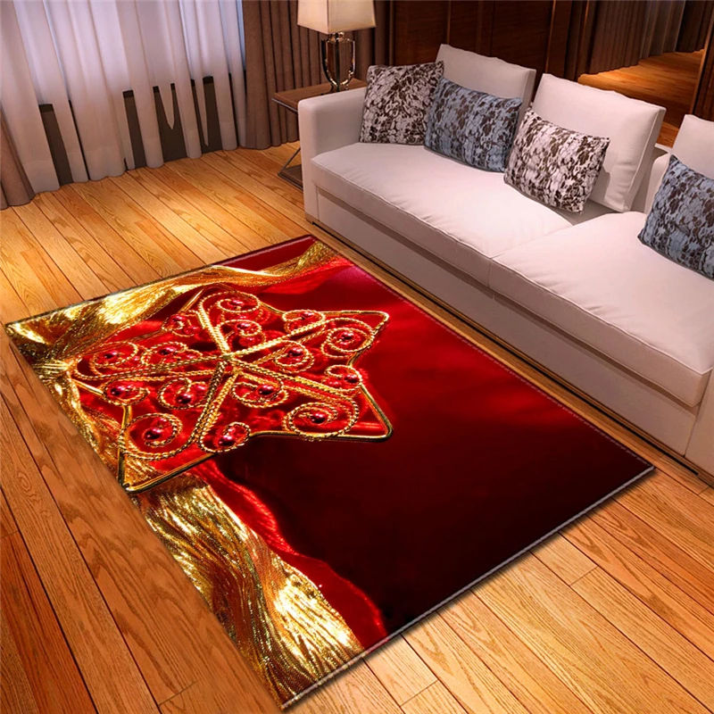 3D Printed Soft Fluffy Thin Foam Carpet Large Washable Rectangle Odorless Anti-slip Bright Color Floor Mat Christmas Home Decor