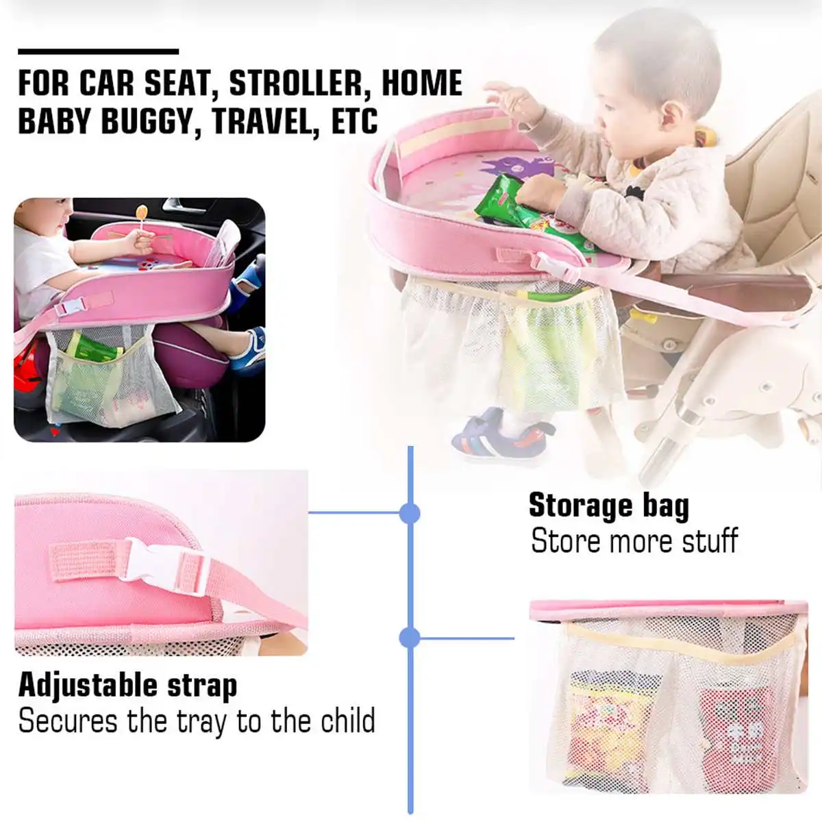 Портативный детский подлокотник для сидения автомобиля водонепроницаемый поднос для закусок стол стеллаж для хранения игрушки младенческий держатель для коляски детская коляска безопасное питание стол