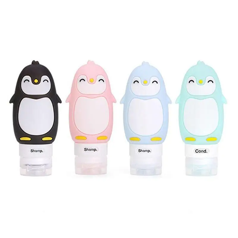 

MeterMall Cartoon Penguin Refillable Bottle Portable Silicone Travel Bottles Containers for Shampoo Conditioner Liquid Lotion