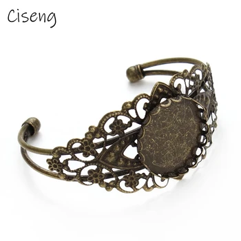 

Ciseng 1PC 25mm Antique Bronze Open Bracelet Lace Blank Tray Setting Base Blank Cabochon DIY Bracelet Craft Accessories