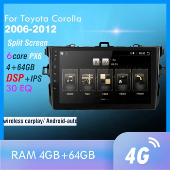 

PX6 Android 10.0 DSP Car Radio For 2006 2007-2009 2010 2011 2012 Corolla Multimedia Player Navigation GPS wifi 4G carplay