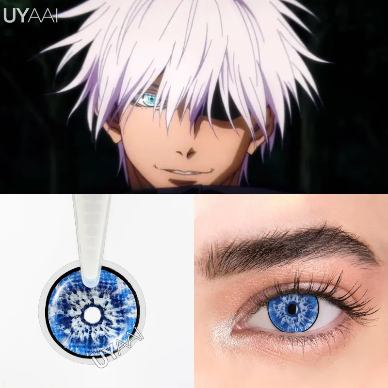 UYAAI 2pcs/Pair Yearly Lenses Anime Soft Lenses Multicolored Lenses Cosplay Gojo Satoru Blue Lenses Hollween Beauty Makeup