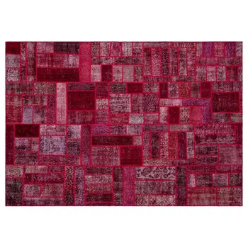 

Handmade Red Vintage Overdyed Patchwork Area Rug 160 X230 Cm-5'3''X7'7''