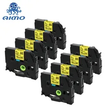 Aimo 8 шт./лот Tze631 Tze-631 12 мм Tze ленты совместимый с brother Ptouch картридж для поклейки этикеток лента Tz631 Tz-631 черный на желтом цвете