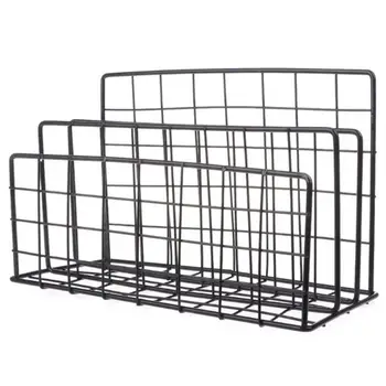 

Nordic Style Iron Art Grid Storage Rack Book Holder Three Layer Desktop Magazine Shelf Home Organizer Decoration