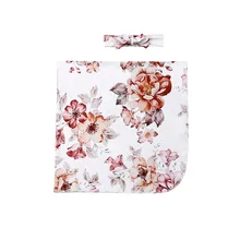 Pudcoco новорожденных девочек цветочные Пеленальное Одеяло из муслина Parisarc обертывание спальные крючки для полотенца+ повязка на голову 2 шт хлопок детская одежда