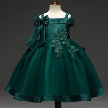 Новые рождественские детские торжественные платья принцессы; платье для девочек на свадьбу, вечеринку, День рождения; кружевное платье с цветочным рисунком; Vestidos; одежда для детей 4-10 лет