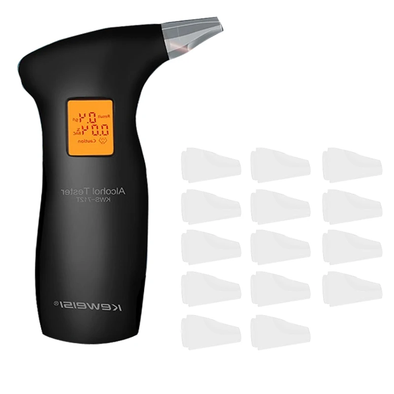 

With15pcs Mouthpieces LCD Display Digital Alcohol Tester Police Alert Breath Alcohol Tester Device Breathalyz AnalyzerDetector