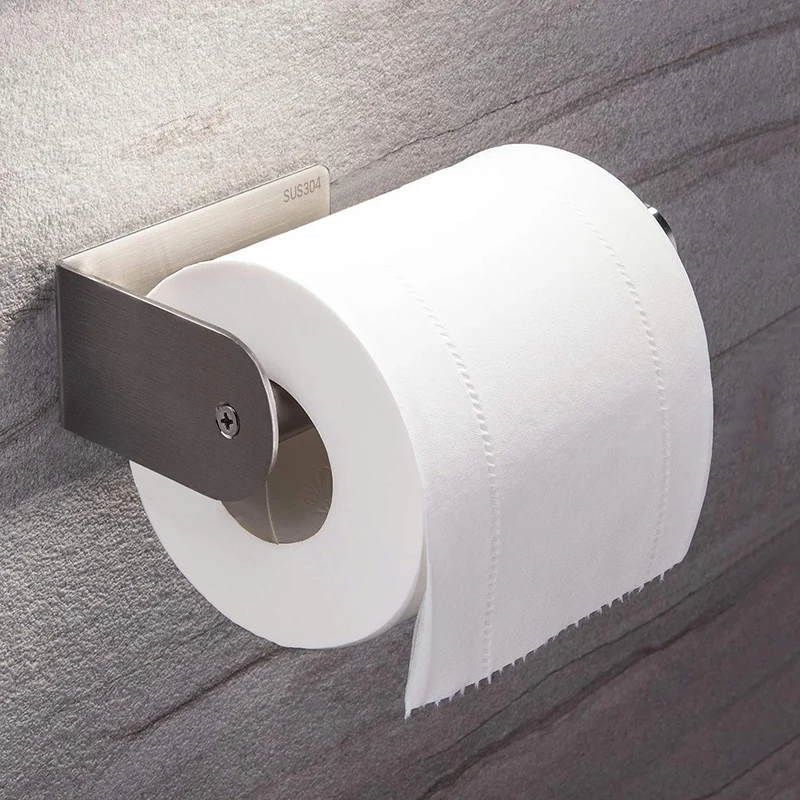

Toilet Paper Holder, Self Adhesive Stainless Steel Rustproof Toilet Paper Roll Holder, No Drilling Design Easy to Install, the B