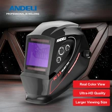 Andeli escurecimento automático capacete de soldagem faixa ajustável cor verdadeira grande vista máscara de soldagem com corte de soldagem