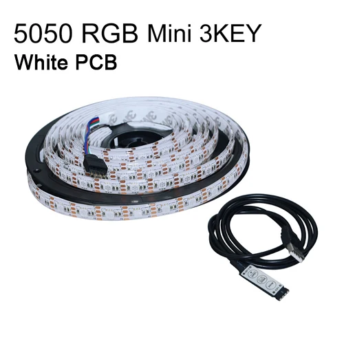 Питание от USB 5 в RGB Светодиодная лента светильник 60 светодиодный s/m 5050SMD USB светильник IP33 IP65 водонепроницаемая лента для ТВ PC Backgroud светильник ing - Испускаемый цвет: White PCB RGB 3Key