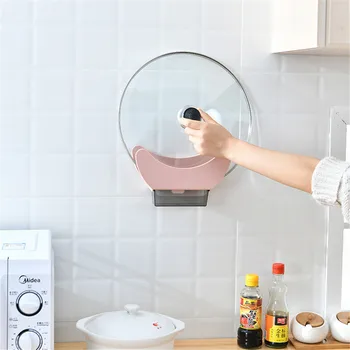 

Kitchen Wave Pan Pot Cover Lid Rack Plastic Stand Prop Holder Practical Pan Pot Cover Rack kitchen organizer organizador cocina