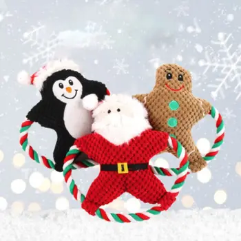 

Christmas Plush Pet Dog Toy Throwing Teeth Cleaning Toys with Sounder Santa Claus Snowman Squeaky Chewing Pets Toys for Dogs