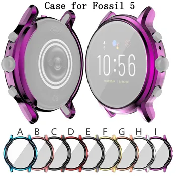 

Electroplate Soft TPU Frame Case Cover with Screen Protector for Fossil 5 Smart Watch Band Strap Bumper Shell Skin For Fossil5